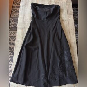 Express Black Strapless Dress with Floral Detail